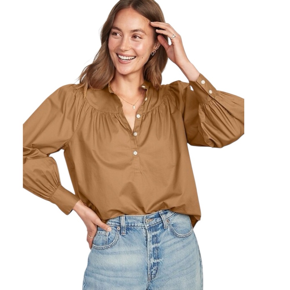 Old Navy Puff-Sleeve Henley Blouse